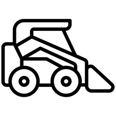 Skid Steer Outline Icon - Heavy Machinery Outline Icon