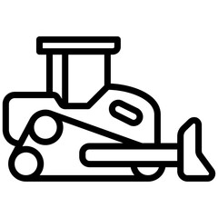 Bulldozer Outline Icon - Heavy Machinery Outline Icon