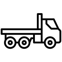 Flat Bed Truck Outline Icon - Heavy Machinery Outline Icon