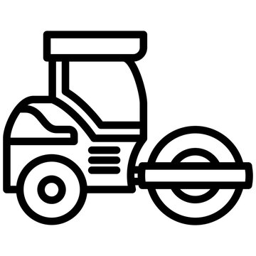 recommend clip art: Road Roller Outline Icon - Heavy Machinery Outline Icon