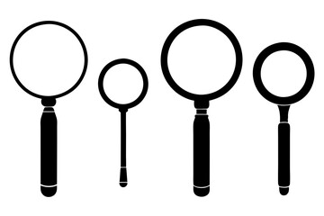 Magnifying glass silhouette illustration on white background