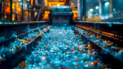 Obraz premium Water Flowing Through Industrial Machinery in Factory Environment