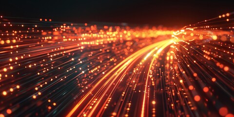 Fototapeta premium Abstract background featuring digital connections and red glowing dots.