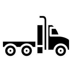 Semi Truck Glyph Icon - Heavy Machinery Glyph Icon