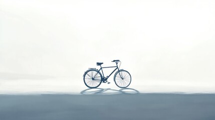Obraz premium Solitary bicycle on reflective surface.