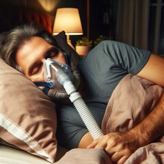 A man using a CPAP machine while sleeping