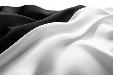 Elegant Black and White Silk Fabric Texture Close-Up