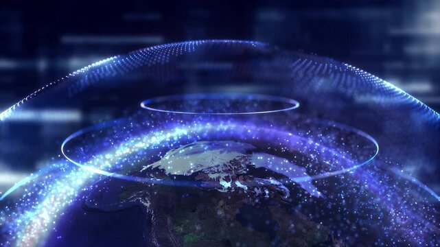 Digital sphere around the Earth, global connectivity and digitalization