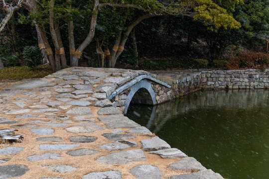 stone bridge on the pond