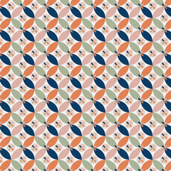 Javanese seamless batik pattern, batik motif with modern touch and color. Geometric motif, Batik Kawung. This seamless pattern is suitable for clothing, wrapping, wall decoration, etc.