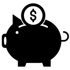 Piggy Bank Glyph Icon, Banking and financial Concept