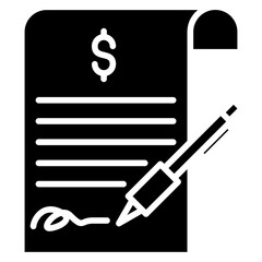 Invoice Paper Glyph Icon, Banking and financial Concept