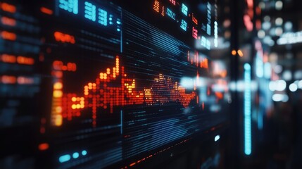 Obraz premium Dynamic Stock Market Display in a Busy Financial Hub