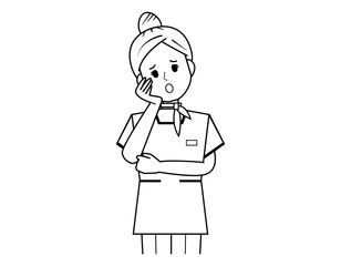 接客する女性のイラスト　美容アドバイススタッフ