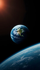Fototapeta premium Beautiful planet earth seen from outer space, minimalism, with white tones