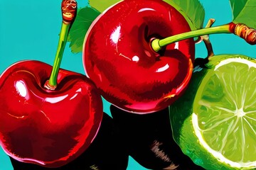 cherry red lime green bright bold red with a vivid green