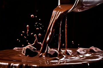 chocolate waterfall liquid chocolate flowing down a fountain tem