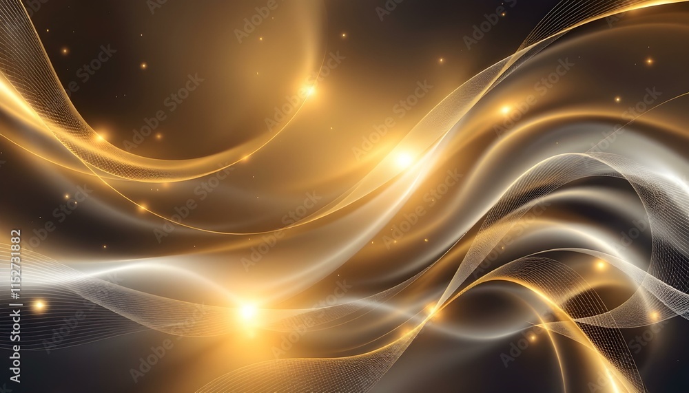 Poster line curve golden luxury on a brown background. a realistic template cover 3d style design. elegant 