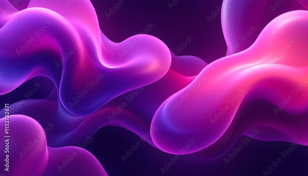 Aufkleber Liquid bubble shapes on fluid gradients with shadows and light effects. Shiny design template for text. Abstract background for a landing page. Abstract pastel iridescent shiny holographic background