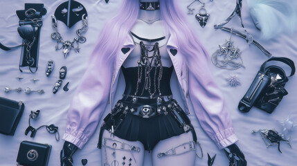 Pastel Gothic Fashion Flatlay