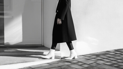 Monochrome Urban Style with White Boots