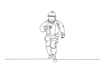 Firefighter continuous one line drawing. Firefigther single line art illustration for international firefighter day. Editable vector.