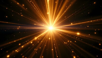 Naklejka premium Luxury background with golden line decoration and light rays effects element with bokeh. Award ceremony design concept. Golden star trophy on a podium adorned with ribbon elements and glitter light