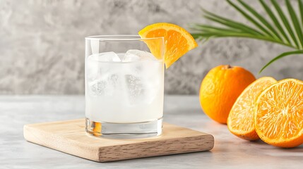 Fototapeta premium Refreshing Iced Orange Drink Photo - Minimalism