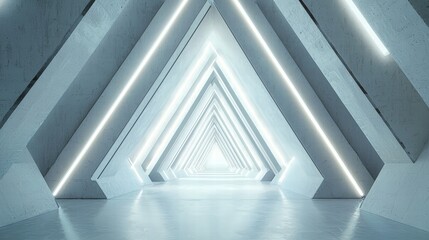 Obraz premium Futuristic angular hallway with ambient lighting