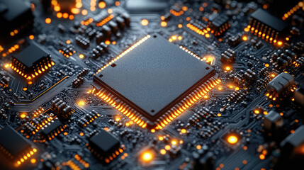 Obraz premium Circuit Board Close-up on Black