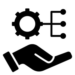 Hand Holding Gear Glyph Icon, Business and Marketing Glyph Icon