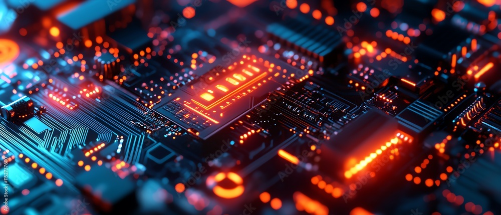 Aufkleber a complex 3d representation of advanced futuristic technology with glowing lines and intricate detai