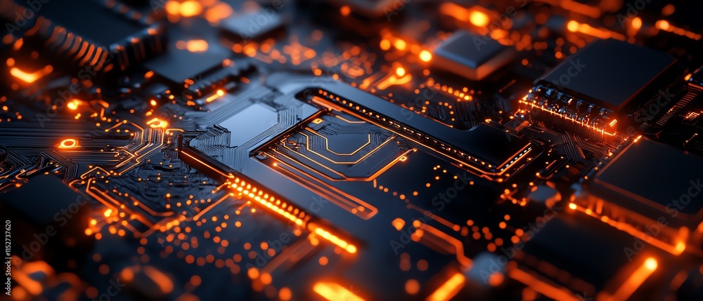 Poster a complex 3d representation of advanced futuristic technology with glowing lines and intricate detai