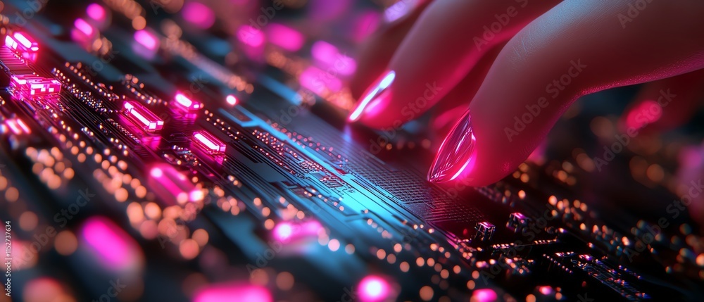 Poster a complex 3d representation of advanced futuristic technology with glowing lines and intricate detai