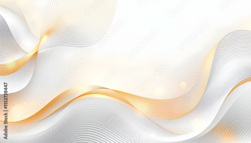 Poster luxury gold background. abstract white and golden lines background with glow effect. modern style wa