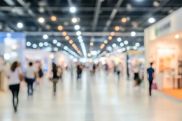 Blurred image of bustling trade show floor.