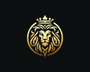 King Lion Head Logo Icon Vector illustration	
