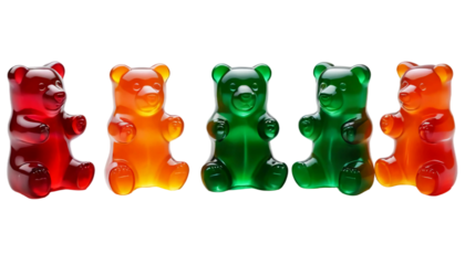 Jelly gummy bears isolated on white background. Suitable for marketing or business purposes. PNG file