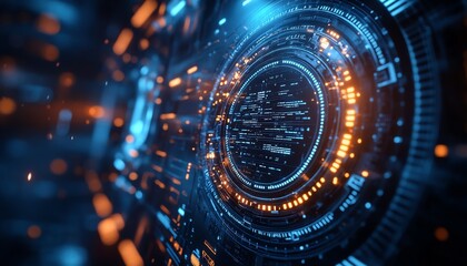 Obraz premium A visually stunning digital scene showcasing futuristic technology with glowing details and intricate elements