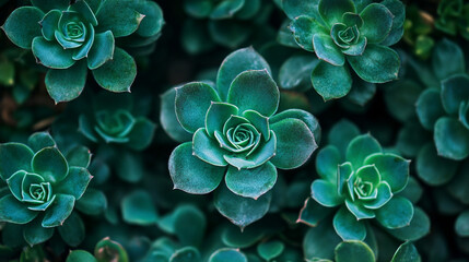 Vibrant Succulents Fostering Natural Beauty. A close-up view of beautifully arranged green succulents showcasing their elegant rosette shapes.