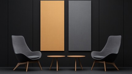 Fototapeta premium Minimalist Chic Lounge with Vertical Canvas Art