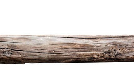 White background highlighting a solitary driftwood plank with its unique texture and shape, Driftwood plank showing the marks of time and nature's touch, A piece of driftwood on plain white backdrop 