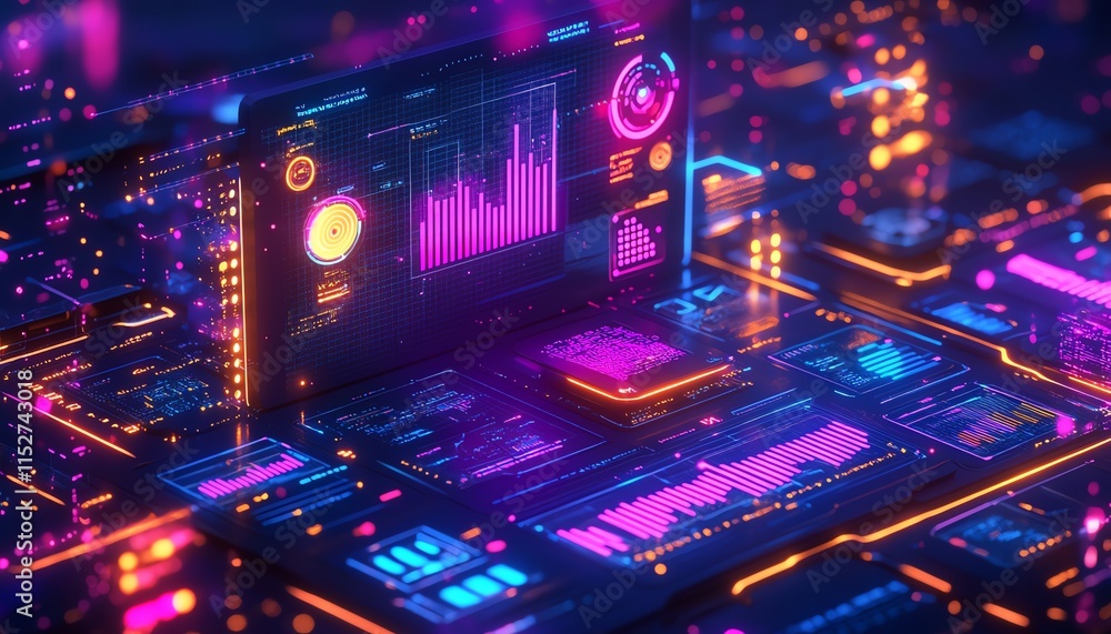 Poster a dynamic and futuristic digital design showing innovation in technology