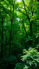Fototapeta premium The forest, the lungs of Earth. Fresh and clean lungs without lung pollution., enhance, with white tones