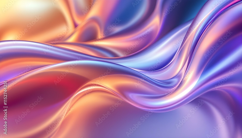 Poster mesmerizing fluid waves of vibrant chromatic gradients. vibrant abstract waves of colorful liquid me