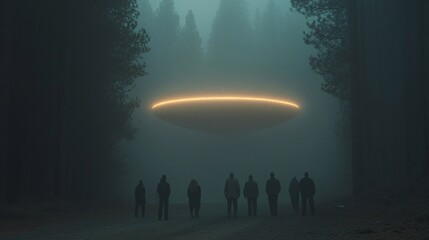 Mysterious Alien Drone in Foggy Forest Encounter