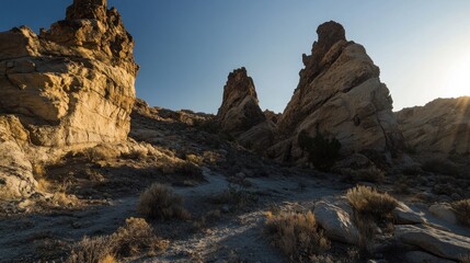 Obraz premium Golden Hour at the Desert Rock Formation
