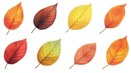 Obraz premium Autumn Leaves Showcase Vibrant Fall Colors and Nature's Beauty. Seasonal Change, Leaf Collection, Botanical Illustration.
