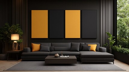 Elegant Black and Gold Vertical Canvas Art