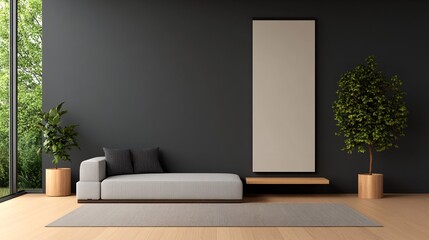 Elegant Minimalist Living Room with Vertical Canvas